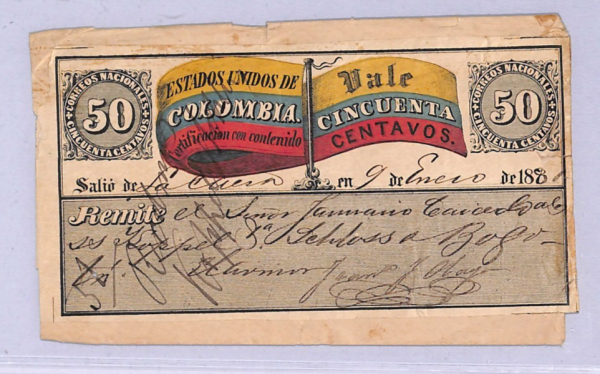 COLOMBIA Cover *FLAG* 50c CUBIERTA Used 1881 La Mesa Stationery {Moorhouse}WT93