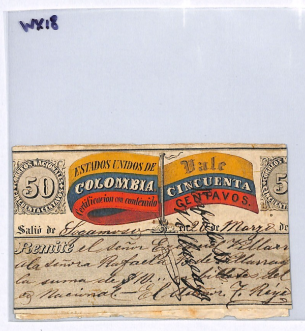 COLOMBIA Cover LATE USE *FLAG* 50c CUBIERTA Used Sagamaso 1886 Bogota WX18 - Image 6