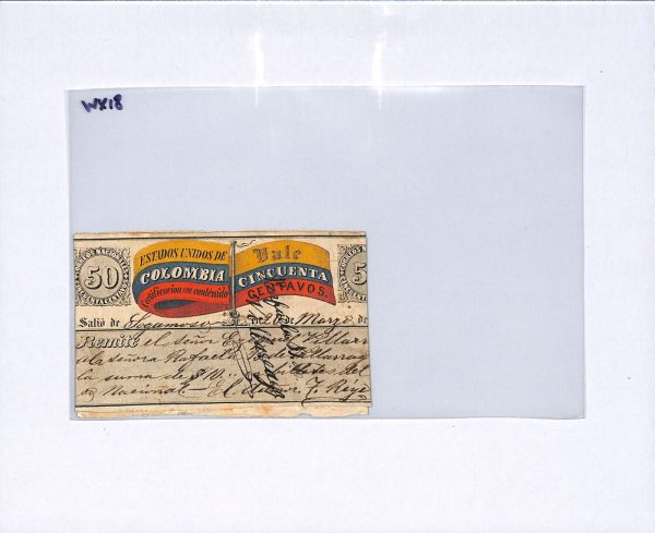 COLOMBIA Cover LATE USE *FLAG* 50c CUBIERTA Used Sagamaso 1886 Bogota WX18 - Image 8