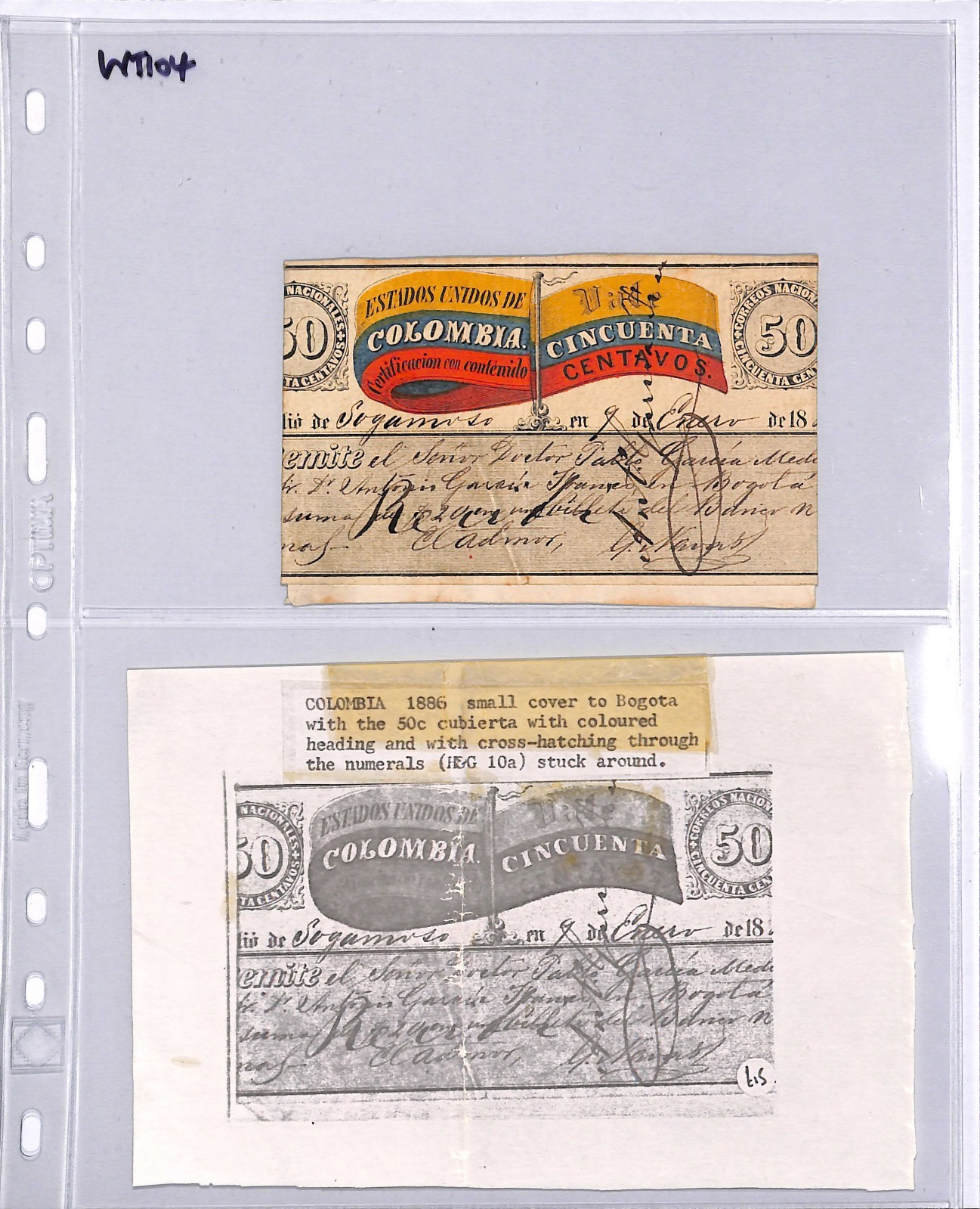 COLOMBIA Cover Registered CUBIERTA Used 1886 Bogota 50c Stationery WT104 - Image 6