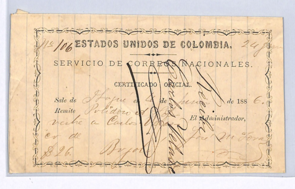 COLOMBIA Cover Registered CUBIERTA Used 1886 Bogota Stationery{samwells}WX2
