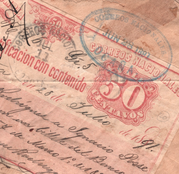 COLOMBIA Cover Registered CUBIERTA Used 1891 Ocana Bogota 50c Stationery WX14 - Image 4