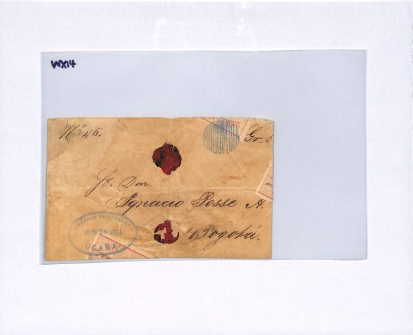 COLOMBIA Cover Registered CUBIERTA Used 1891 Ocana Bogota 50c Stationery WX14 - Image 10