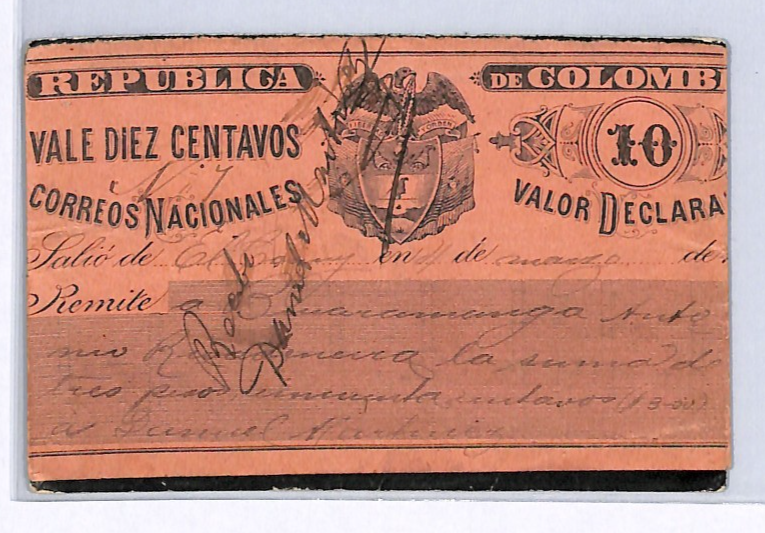 COLOMBIA Cover Registered CUBIERTA Used 1897? Stationery{samwells-covers}WX1
