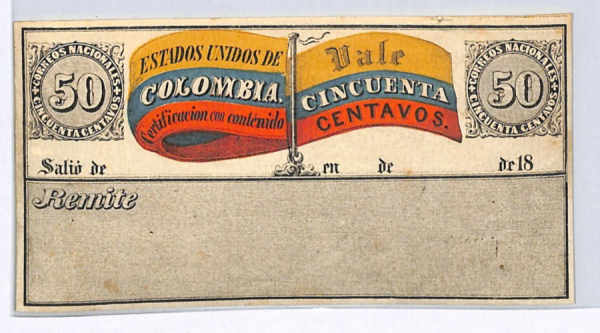 COLOMBIA Insured Letter Stamp CUBIERTA (1880) 50c FLAG Unused Stationery WX81 - Image 3