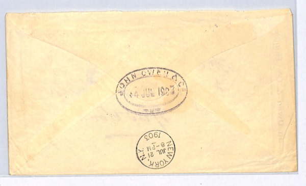 COLOMBIA Maritime 20c Cover *POR VAPOR ATLAS* Cachet SHIP 1903 USA New York WX59 - Image 4