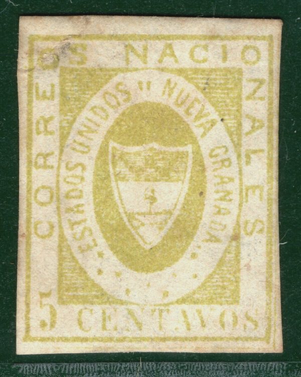 COLOMBIA (NEW GRENADA) Classic Stamp Scott.14 5c (1861) Cat $375- ORANGE183