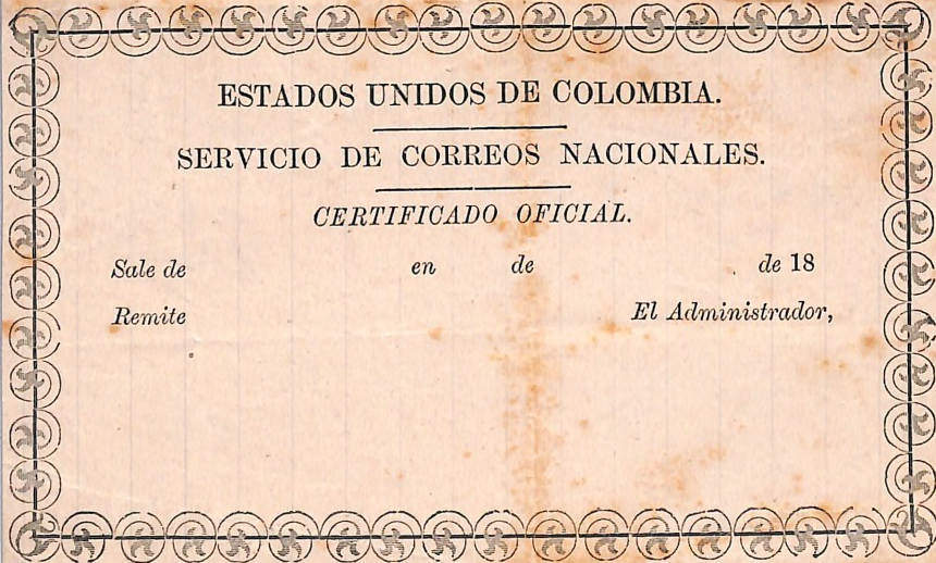 COLOMBIA Official CUBIERTA (1874) Insured Letter Stationery #GO4b RARE WZ336 - Image 6