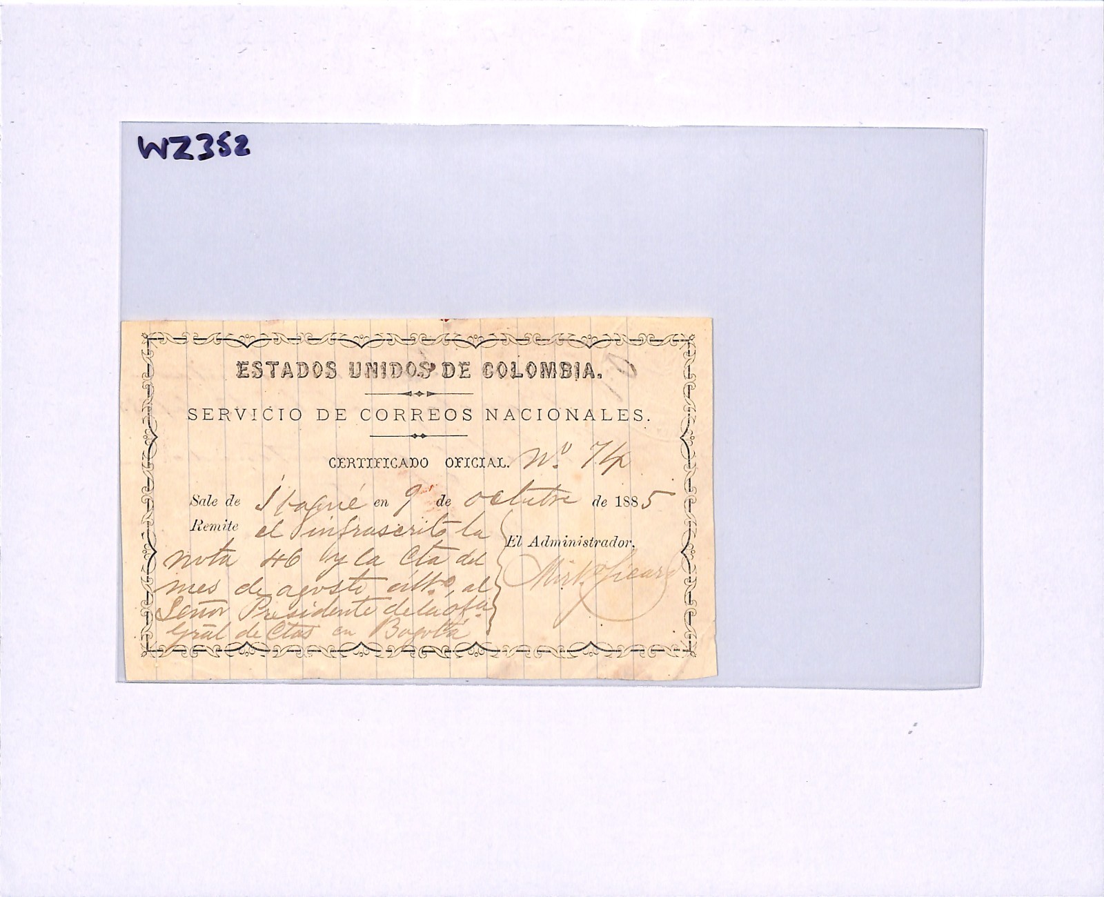 COLOMBIA Official CUBIERTA 1885 Insured Letter Stationery *UNLISTED TYPE* WZ352 - Image 12