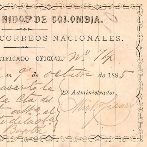 COLOMBIA Official CUBIERTA 1885 Insured Letter Stationery *UNLISTED TYPE* WZ352 - Image 4