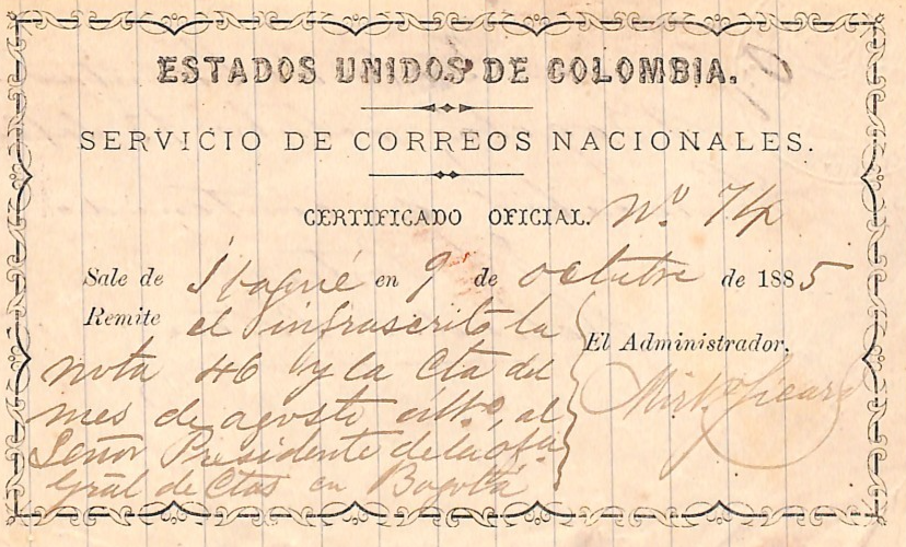 COLOMBIA Official CUBIERTA 1885 Insured Letter Stationery *UNLISTED TYPE* WZ352 - Image 6