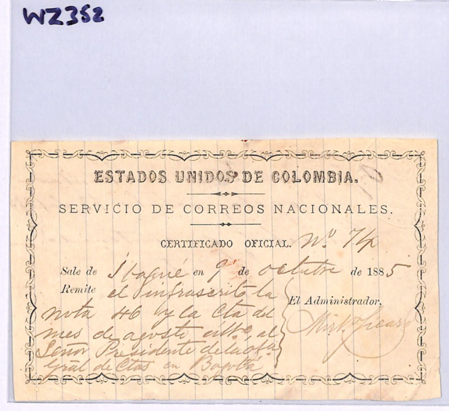 COLOMBIA Official CUBIERTA 1885 Insured Letter Stationery *UNLISTED TYPE* WZ352 - Image 8