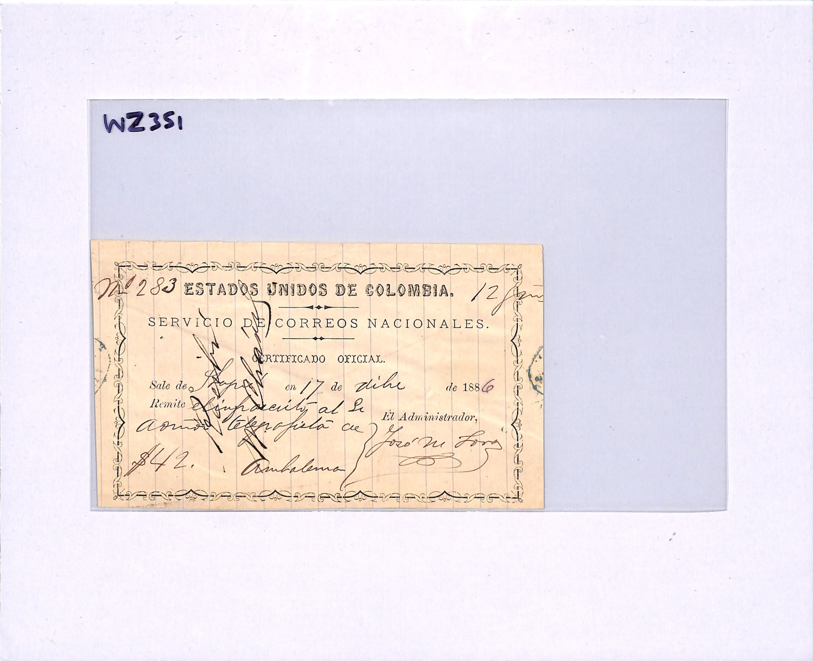 COLOMBIA Official CUBIERTA 1886 Insured Letter Stationery *UNLISTED TYPE* WZ351 - Image 12