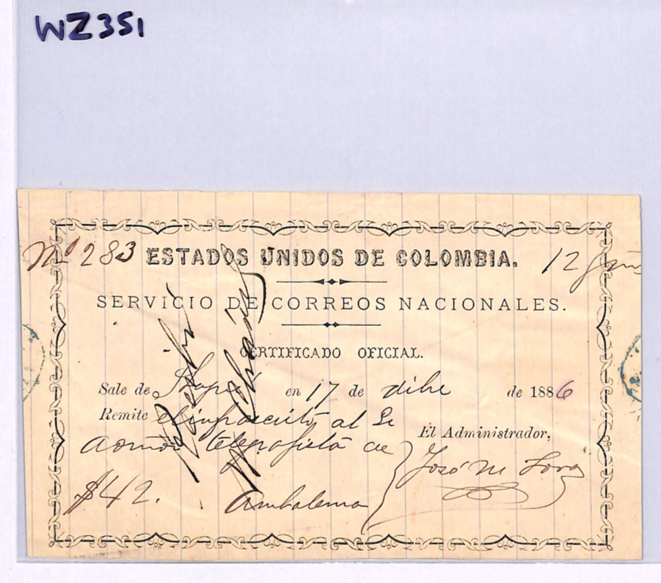 COLOMBIA Official CUBIERTA 1886 Insured Letter Stationery *UNLISTED TYPE* WZ351 - Image 8