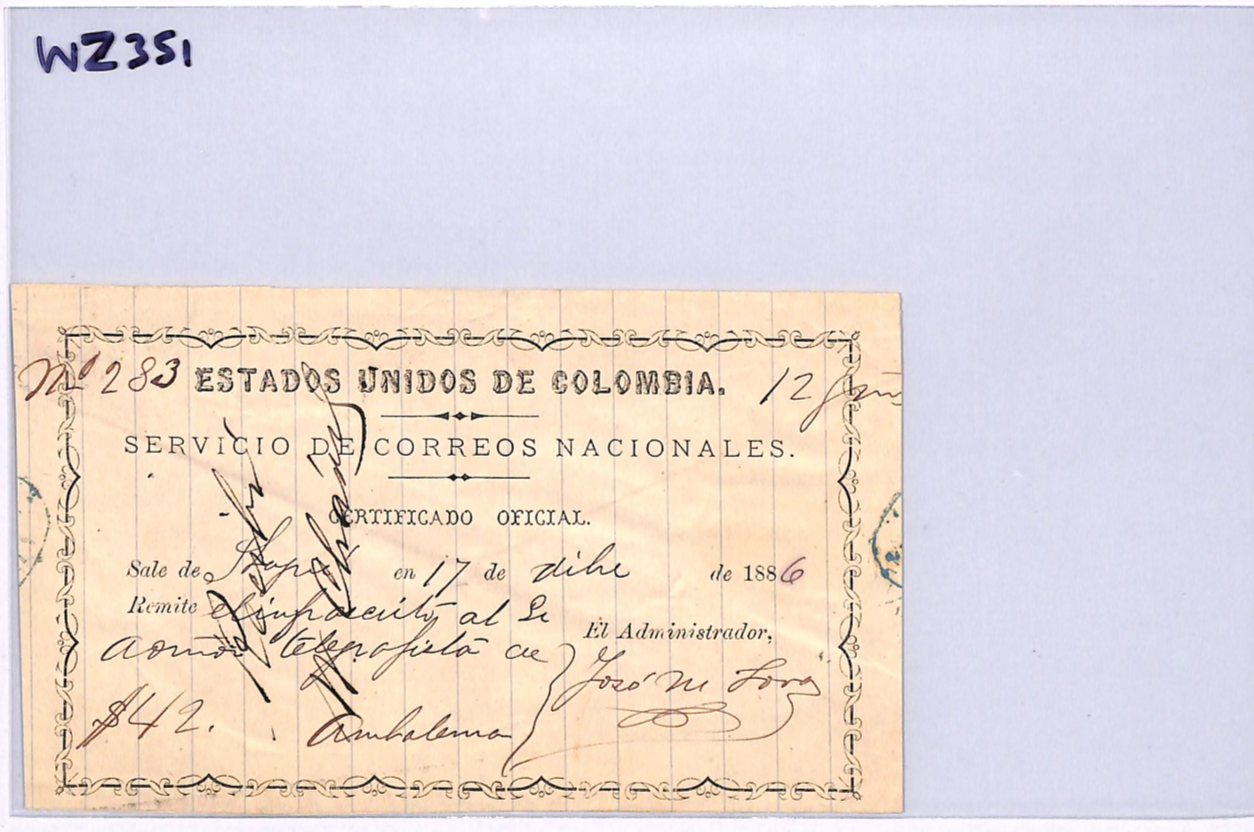 COLOMBIA Official CUBIERTA 1886 Insured Letter Stationery *UNLISTED TYPE* WZ351 - Image 10