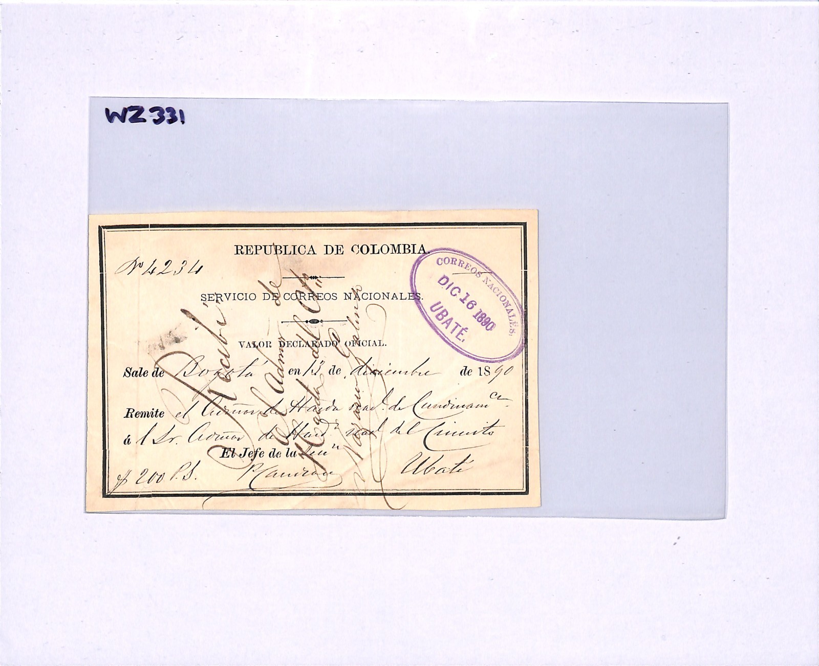 COLOMBIA Official CUBIERTA 1890 Insured Letter Stationery #GO28 Cat $200 WZ331 - Image 13