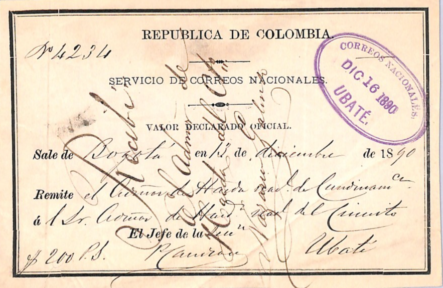 COLOMBIA Official CUBIERTA 1890 Insured Letter Stationery #GO28 Cat $200 WZ331 - Image 8