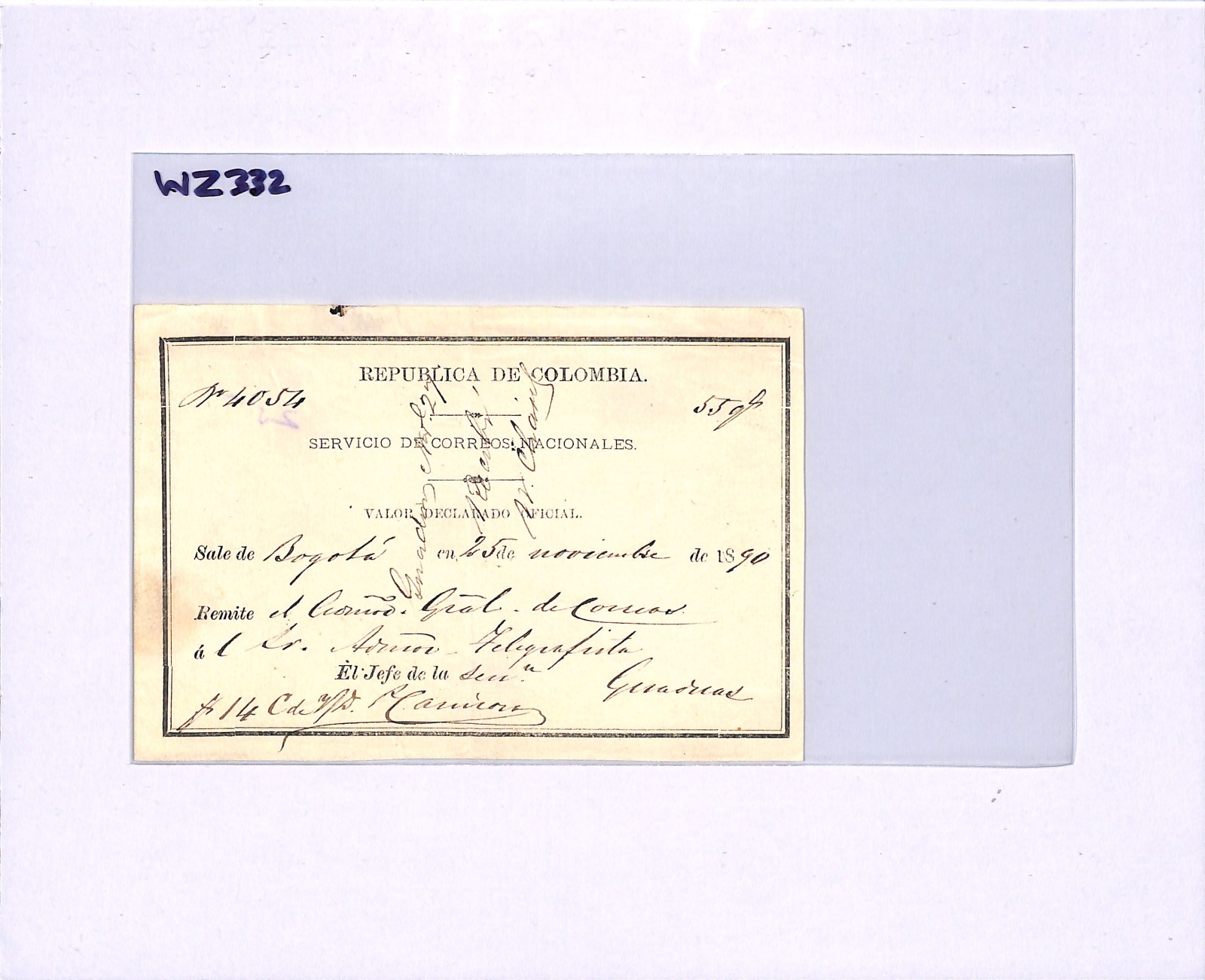 COLOMBIA Official CUBIERTA 1890 Insured Letter Stationery #GO28 Cat $200 WZ332 - Image 12