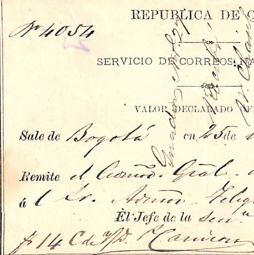 COLOMBIA Official CUBIERTA 1890 Insured Letter Stationery #GO28 Cat $200 WZ332 - Image 4