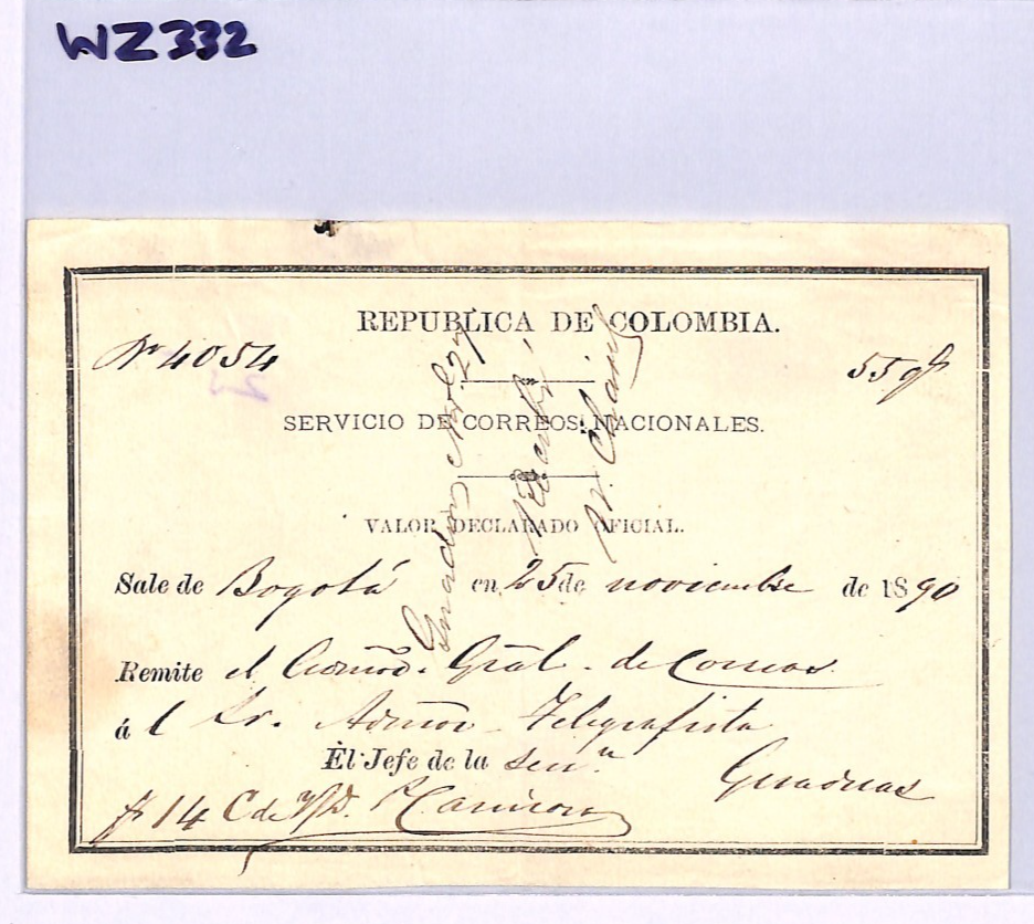 COLOMBIA Official CUBIERTA 1890 Insured Letter Stationery #GO28 Cat $200 WZ332 - Image 8