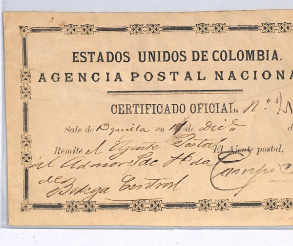 COLOMBIA Official CUBIERTA Insured Letter 1885 B'quilla *UNRECORDED TYPE* WX47 - Image 4