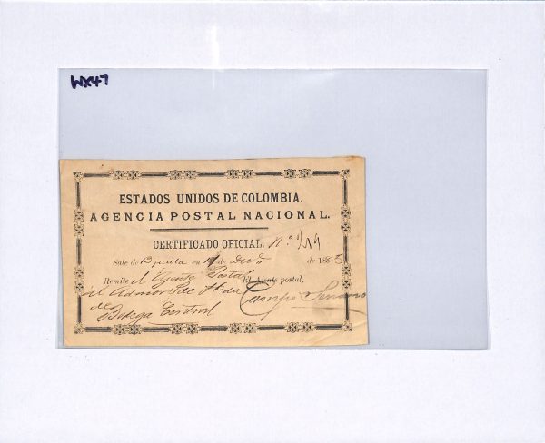 COLOMBIA Official CUBIERTA Insured Letter 1885 B'quilla *UNRECORDED TYPE* WX47 - Image 6