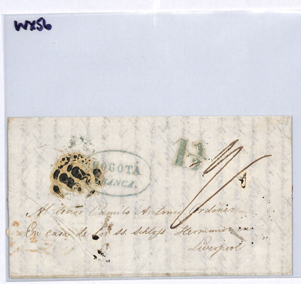 COLOMBIA Transatlantic Cover *BOGOTA/FRANCA* Blue Oval 1850 Liverpool SHIP WX56 - Image 14
