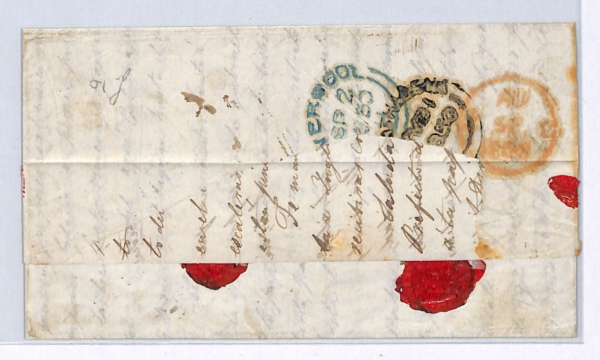 COLOMBIA Transatlantic Cover *BOGOTA/FRANCA* Blue Oval 1850 Liverpool SHIP WX56 - Image 5