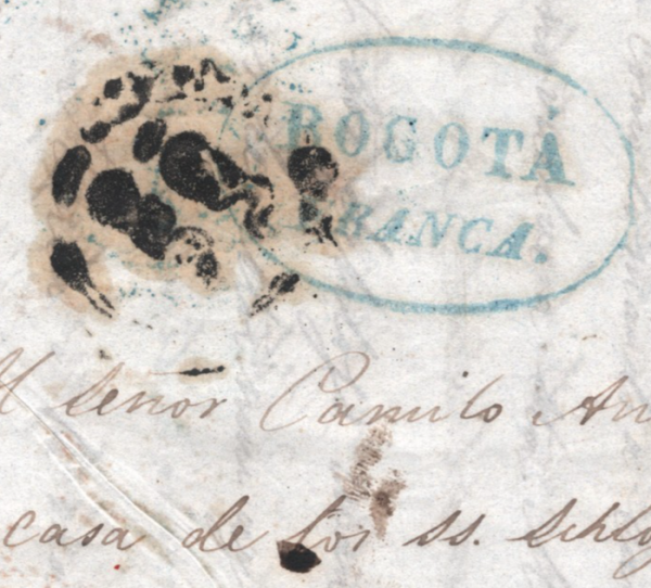 COLOMBIA Transatlantic Cover *BOGOTA/FRANCA* Blue Oval 1850 Liverpool SHIP WX56 - Image 8