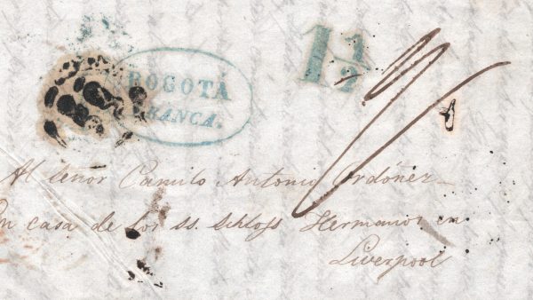 COLOMBIA Transatlantic Cover *BOGOTA/FRANCA* Blue Oval 1850 Liverpool SHIP WX56 - Image 10