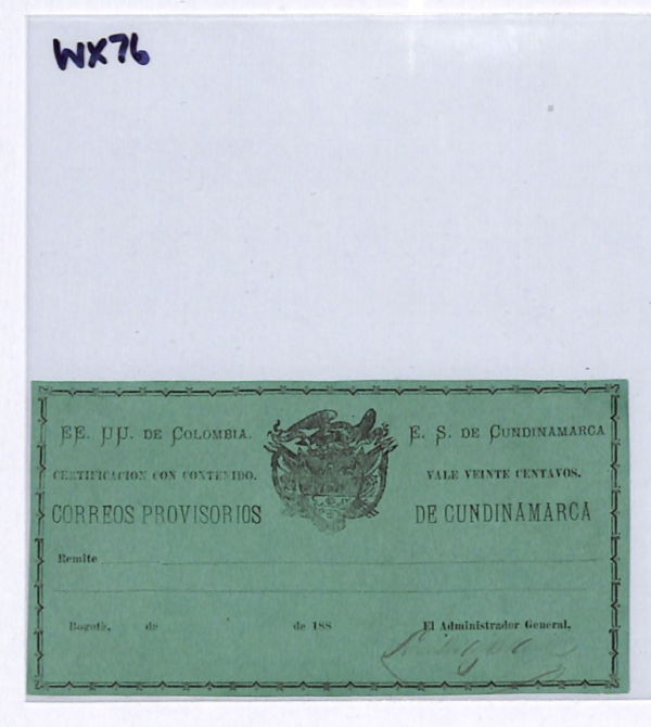COLOMBIA/*CUNDIMARCA* 20c CUBIERTA (1883) Insured Letter Stamp Stationery WX76 - Image 5