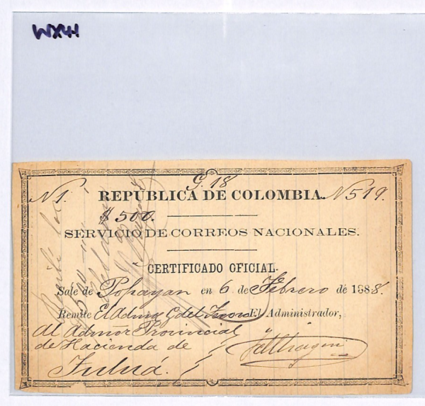 COLOMBIA/*POPAYAN* Issue CUBIERTA Insured Letter Stamp 1888 Stationery GO21 WX41 - Image 7