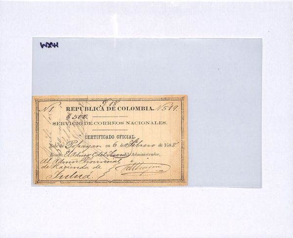 COLOMBIA/*POPAYAN* Issue CUBIERTA Insured Letter Stamp 1888 Stationery GO21 WX41 - Image 9