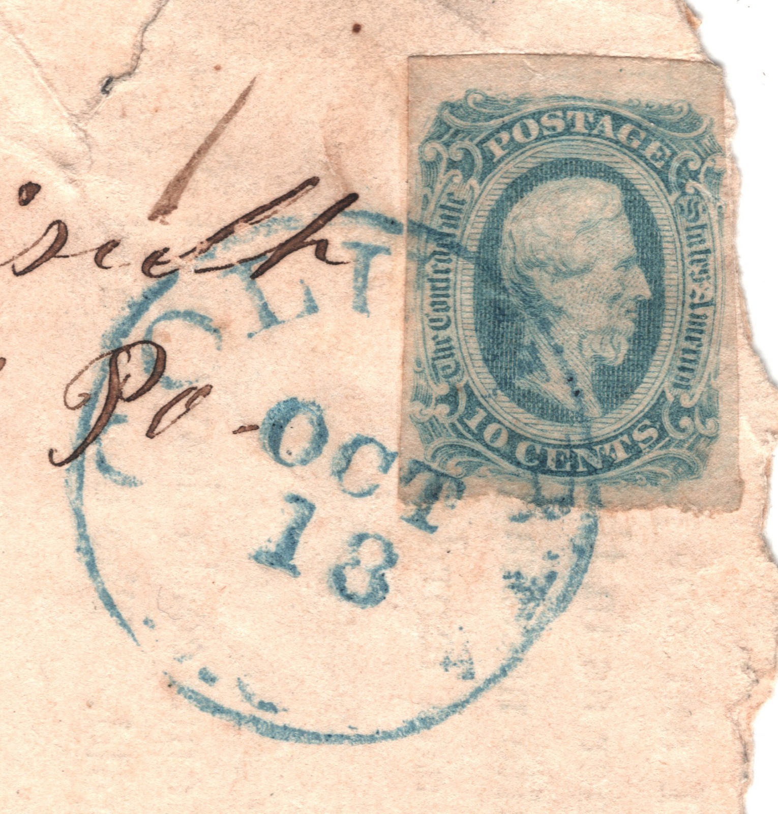 CONFEDERATE STATES Classic CSA Cover US CIVIL WAR 10c Jefferson Davis (USA)WZ195