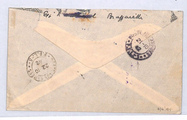 CONGO AEF WW2 France *LIBRE* Cover FREE FRENCH Censor 1942 Military LEVANT YS334 - Image 4