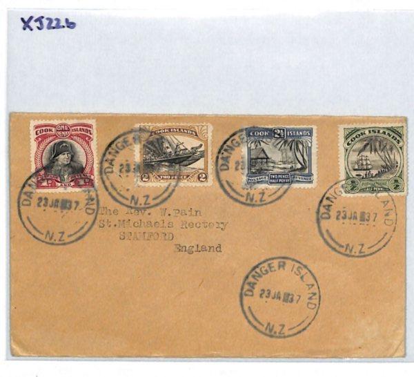 COOK ISLANDS Cover *DANGER ISLAND* 1937 CDS Stamford via Tahiti {samwells}XJ226 - Image 7