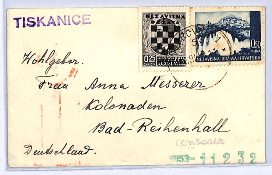 CROATIA NDH WW2 Cover Dubrovnik Censor 1941? Bad-Reichenhall TISKANICE WG1 - Image 3