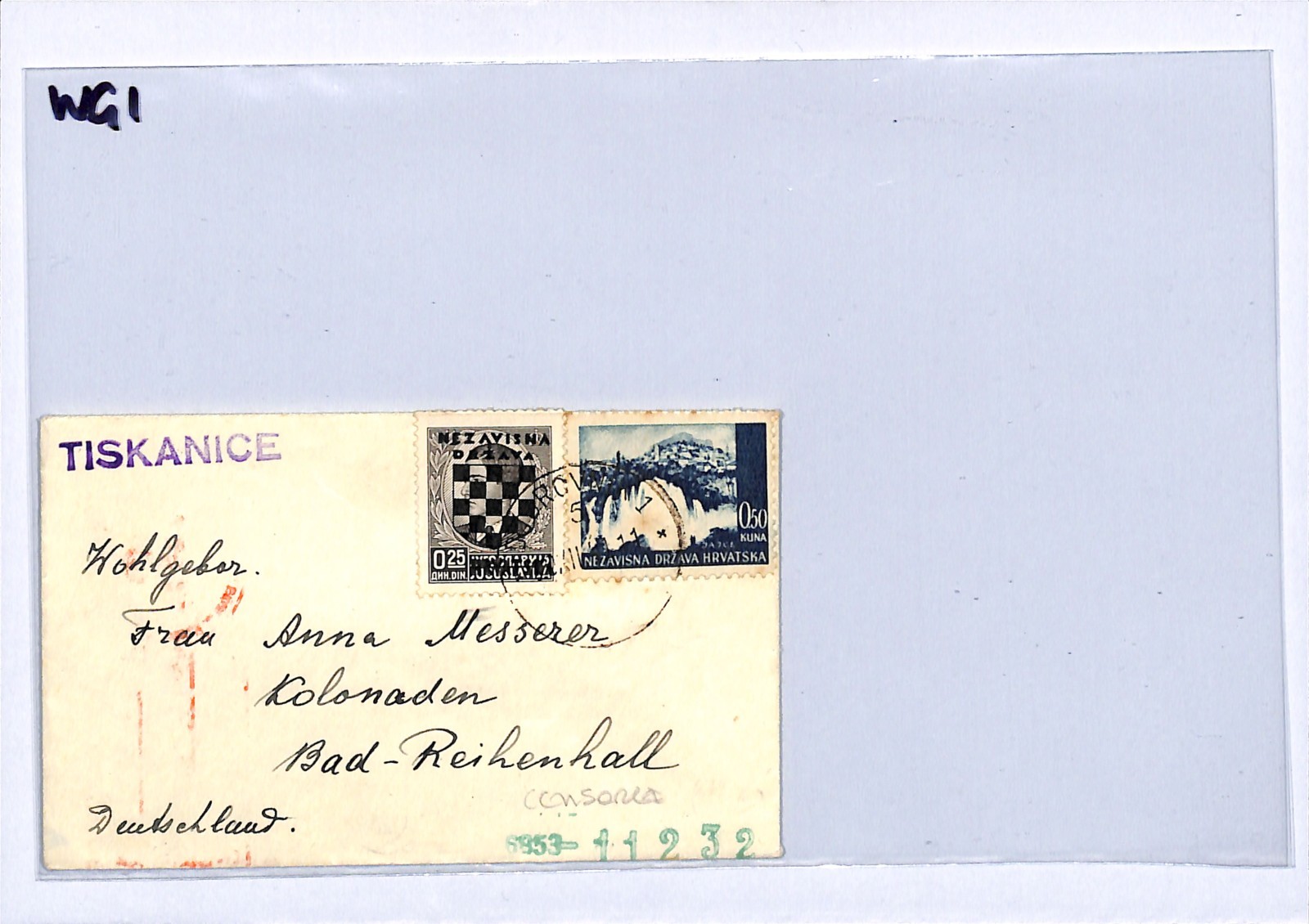 CROATIA NDH WW2 Cover Dubrovnik Censor 1941? Bad-Reichenhall TISKANICE WG1 - Image 5
