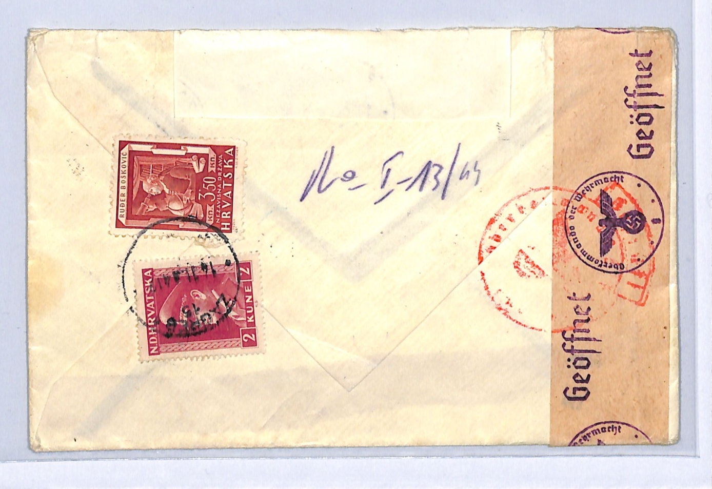 CROATIA NDH WW2 Cover EXPRESS Zagreb Registered Bohemia Prague Censor 1941? WG2 - Image 5
