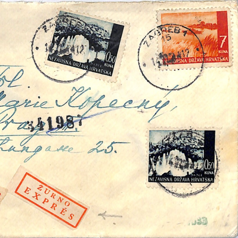 CROATIA NDH WW2 Cover EXPRESS Zagreb Registered Bohemia Prague Censor 1941? WG2