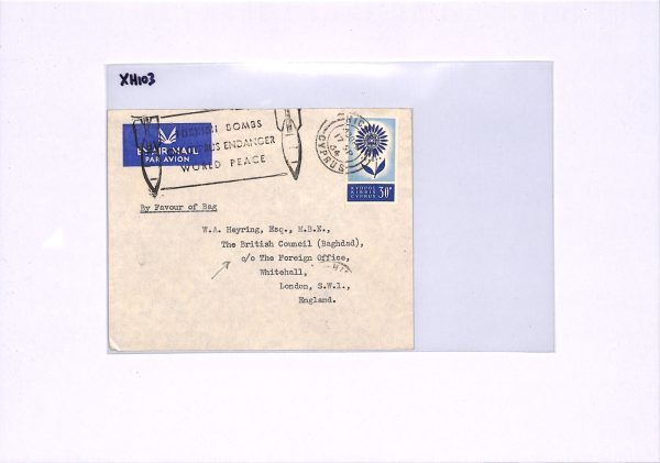 CYPRUS Cover *TURKISH BOMBS* PEACE Slogan 1964 British DIPLOMATIC BAG Iraq XH103 - Image 5