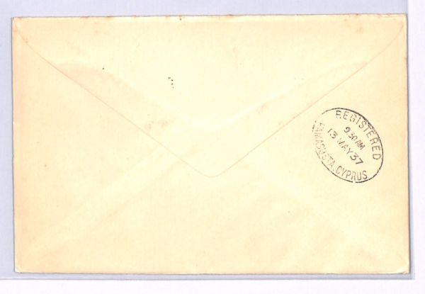 CYPRUS FDC 1937 KGVI Coronation *NOCOSIA* SPELLING ERROR Registered Label XH185 - Image 4