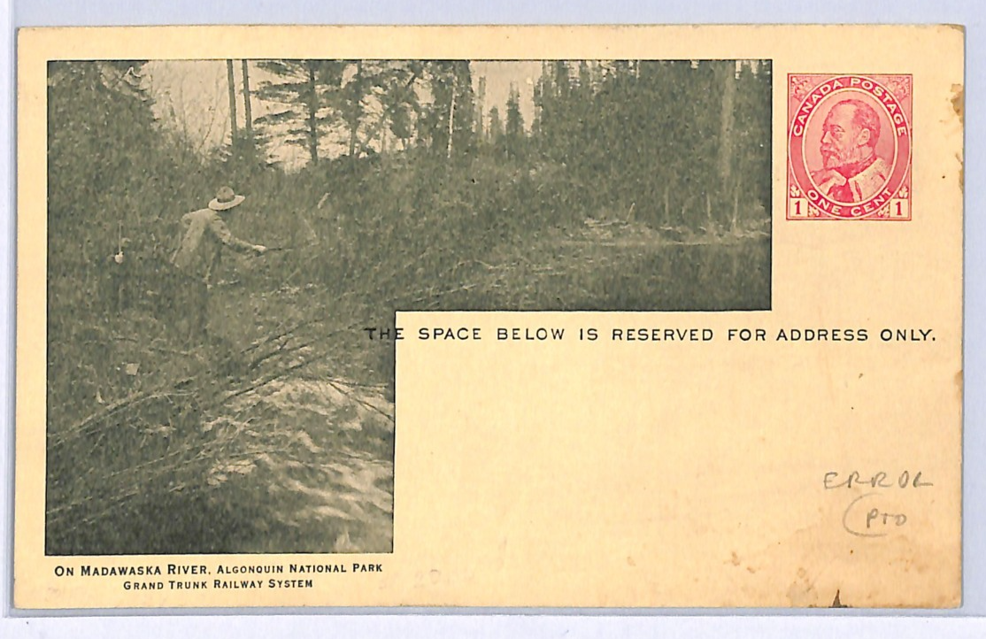 Canada GRAND TRUNK RAILWAY Advert *ERROR* KEVII 1c Card FISHING MADAWASKA WA215 - Image 3