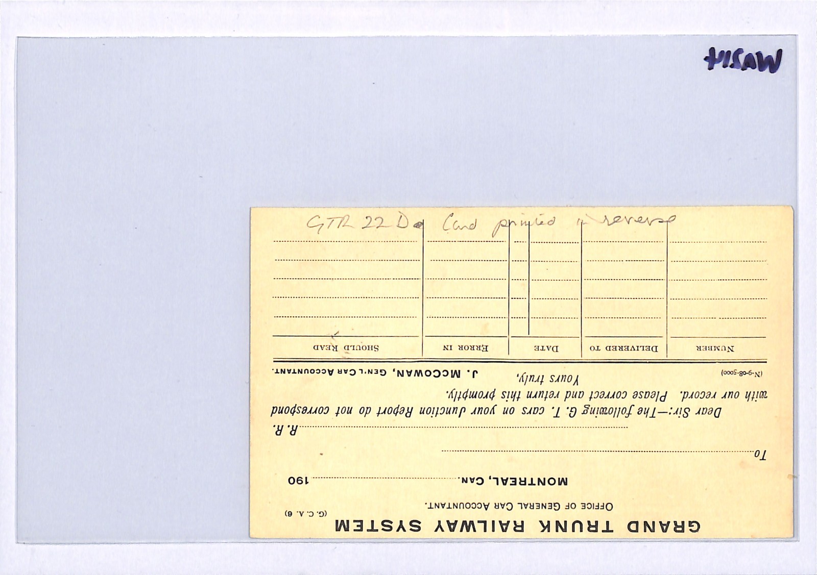 Canada GRAND TRUNK RAILWAY Advert *ERROR* Stationery KEVII Card TEMAGAMI WA214 - Image 7