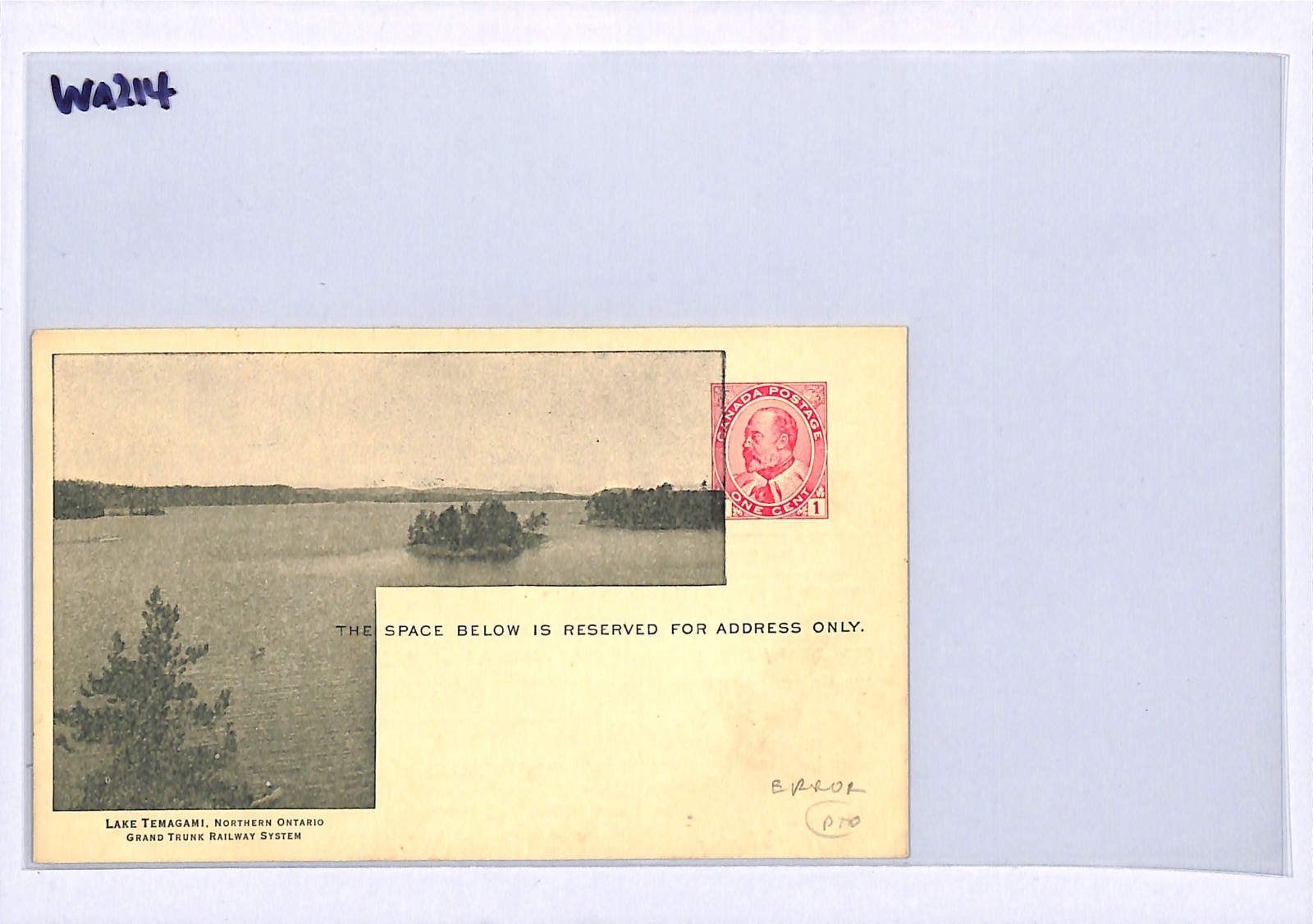 Canada GRAND TRUNK RAILWAY Advert *ERROR* Stationery KEVII Card TEMAGAMI WA214 - Image 8