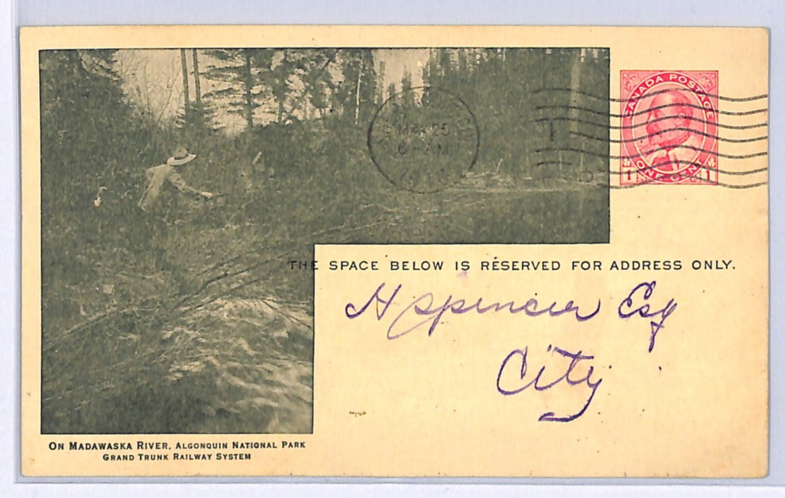 Canada GRAND TRUNK RAILWAY Illustrated *FISHING* KGV Card 1910 Sherbrooke WA157