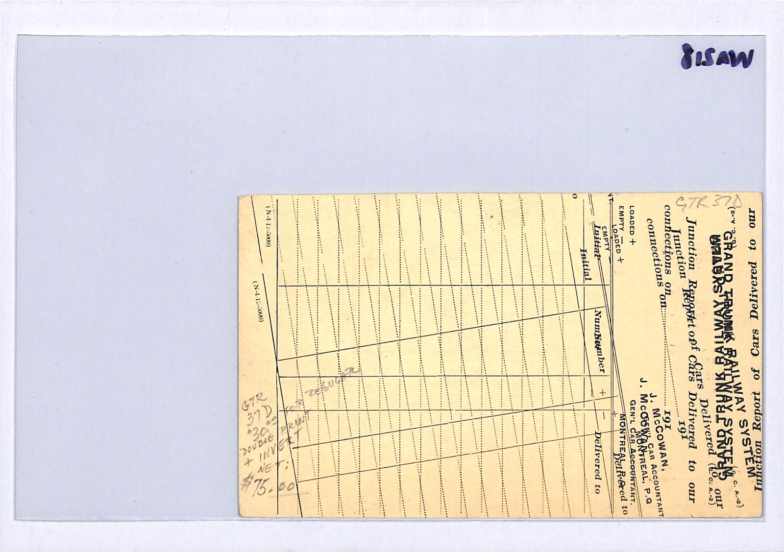 Canada GRAND TRUNK RAILWAY KEVII Advert *ERROR* Card INVERTED DOUBLE PRINT WA218 - Image 5