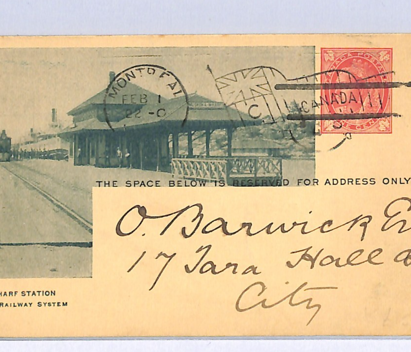 Canada GRAND TRUNK RAILWAY QV Card *MUSKOKA WHARF STATION* Montreal 1901 WA226