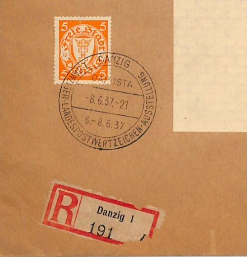 DANZIG FREIE STADT (Poland) Cover 1937 *DAPOSTA* Exhibition 50pf Mini-Sheet ZM92 - Image 5