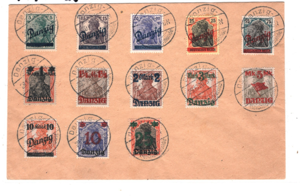 DANZIG (Poland )GERMANIA Surcharge Overprints Cover 1920 Germany {samwells}KA742